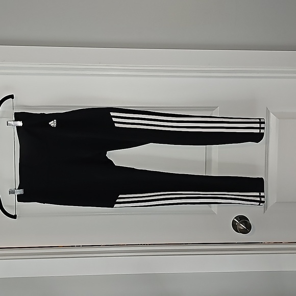adidas Pants - Adidas Climalite Reflective Black & white 3 stripe Athletic pants Size Small